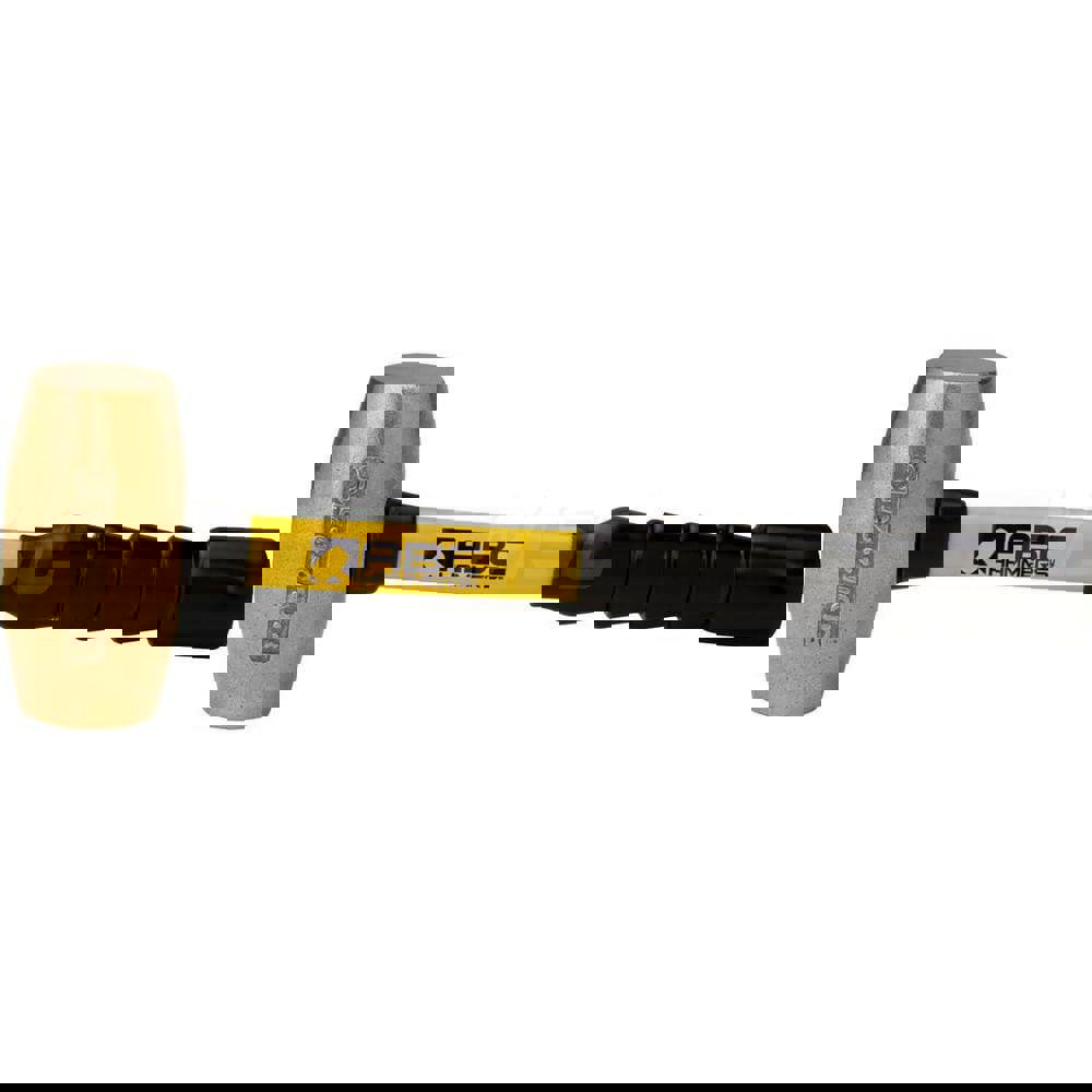 5 lb Brass Striking Hammer, Non-Sparking, Non-Marring 1-7/8 Face Diam, 4-3/4 Head Length, 14 OAL, 12 Fiberglass Handle, Double Faced